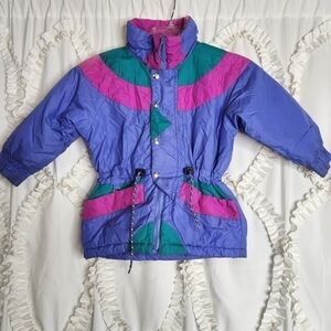 Vintage Rugged Bear Winter Jacket Blue Pink Size 5